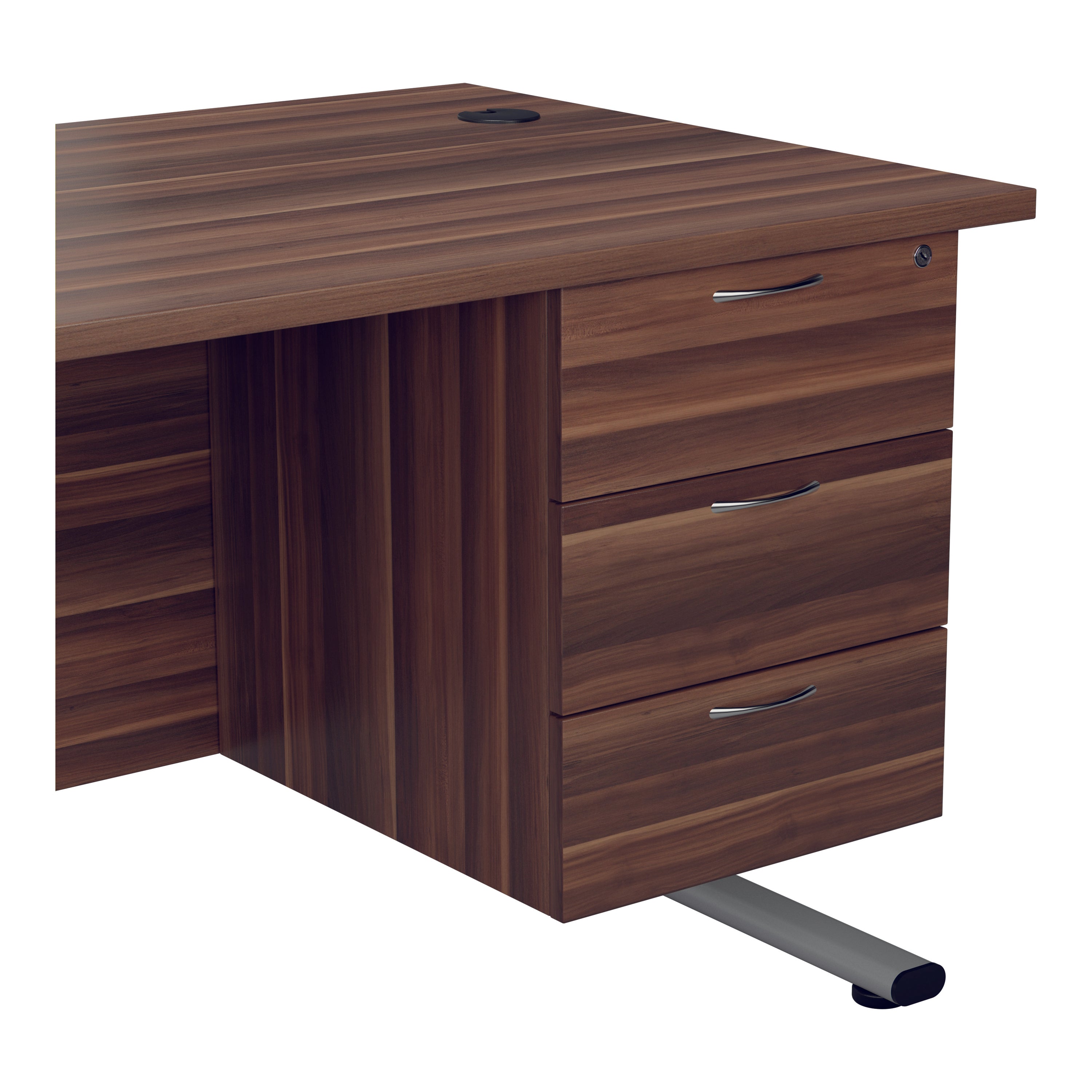 Jemini 3 Drawer Fixed Pedestal 400x655x495mm Dark Walnut Kf74418