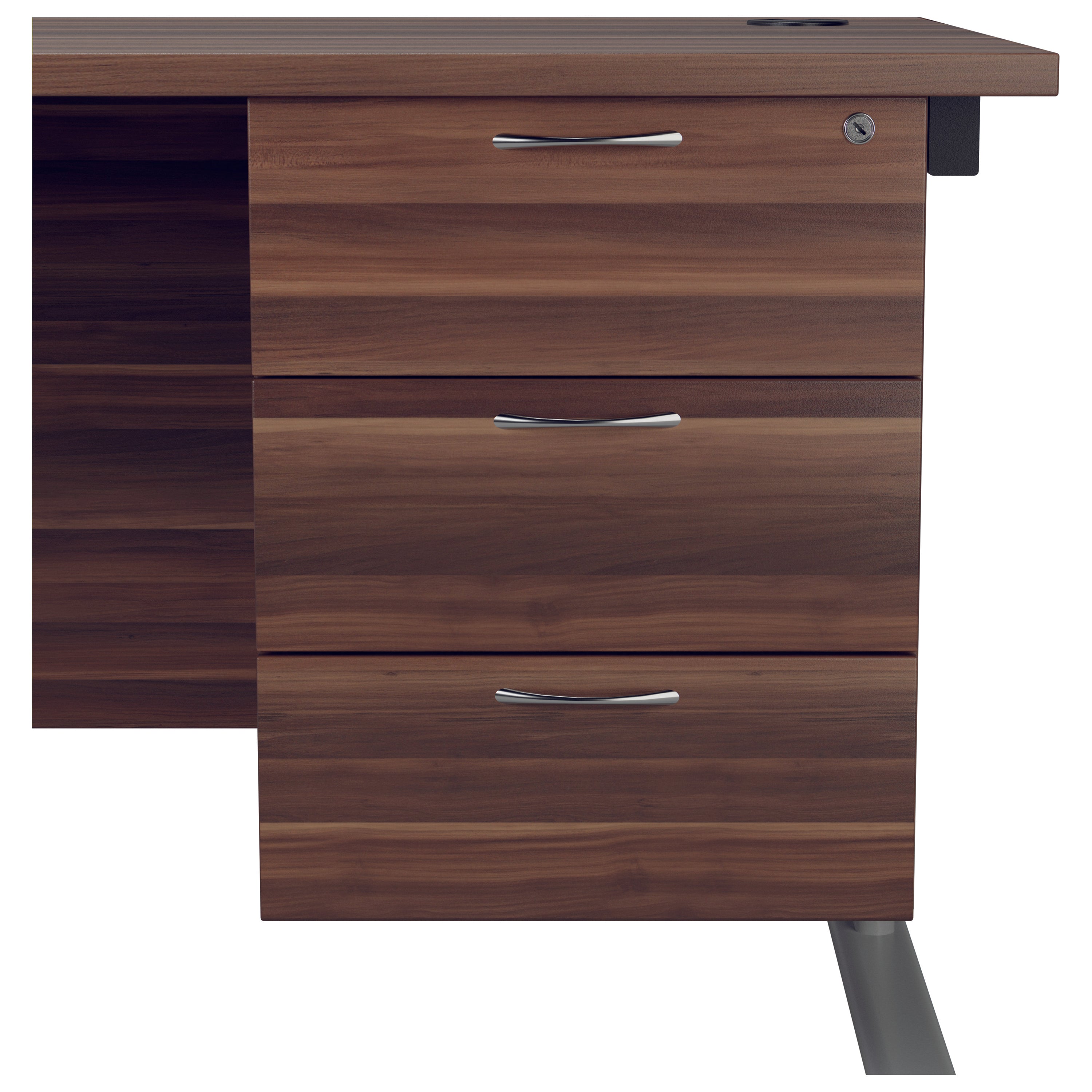 Jemini 3 Drawer Fixed Pedestal 400x655x495mm Dark Walnut Kf74418