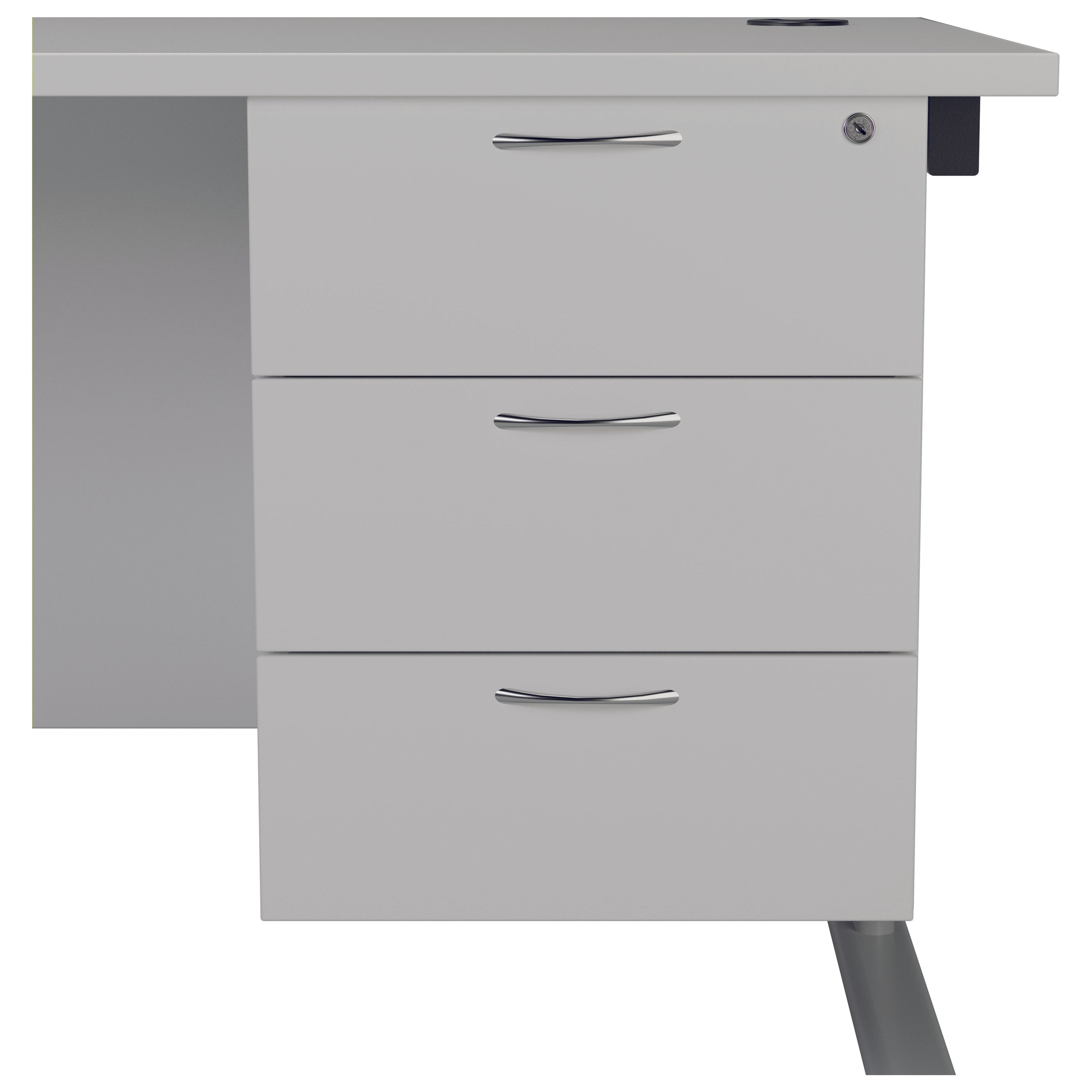 Jemini 3 Drawer Fixed Pedestal 400x655x495mm White Kf74422