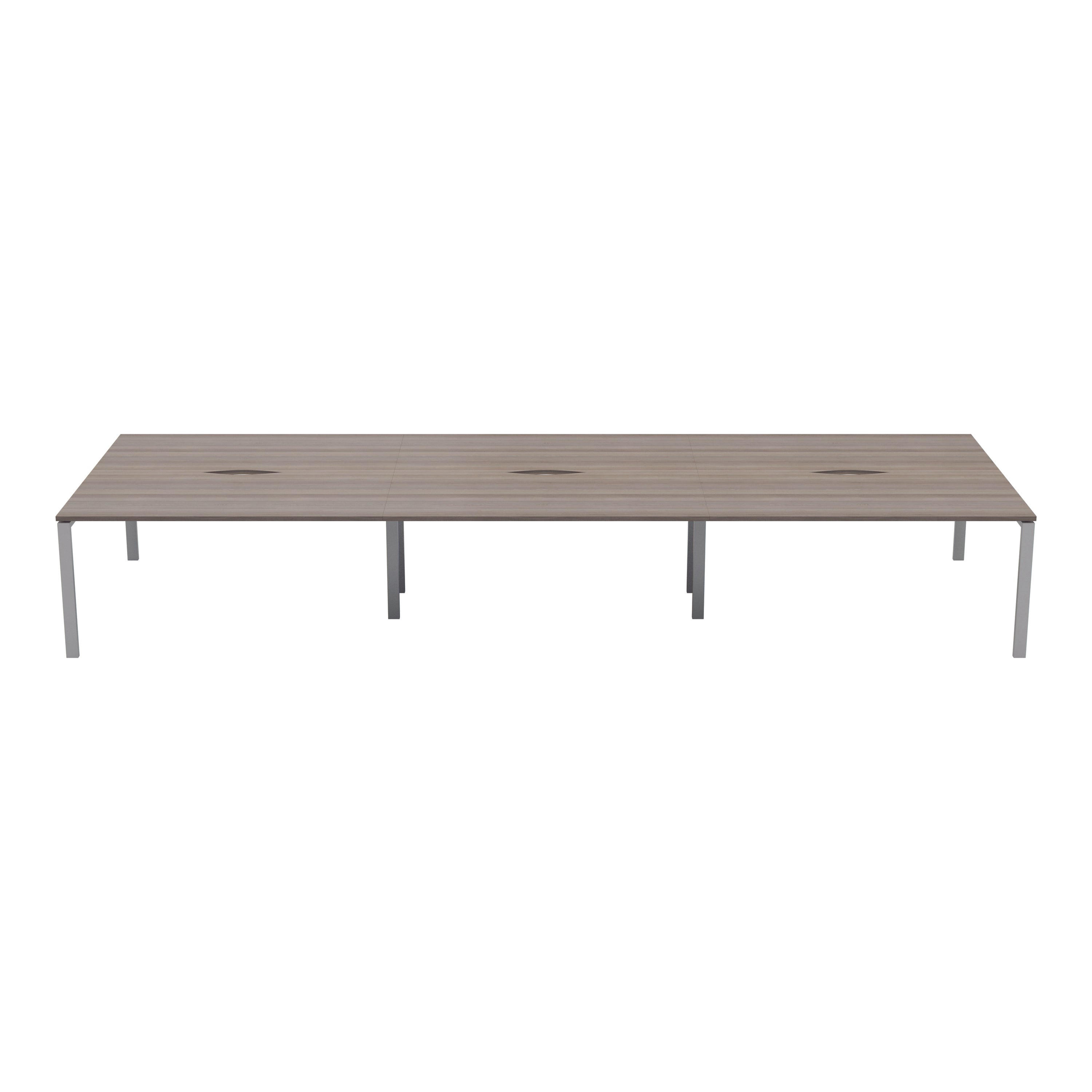 Jemini 6 Person Bench Desk 4200x1600x730mm Grey Oak/white Kf809159