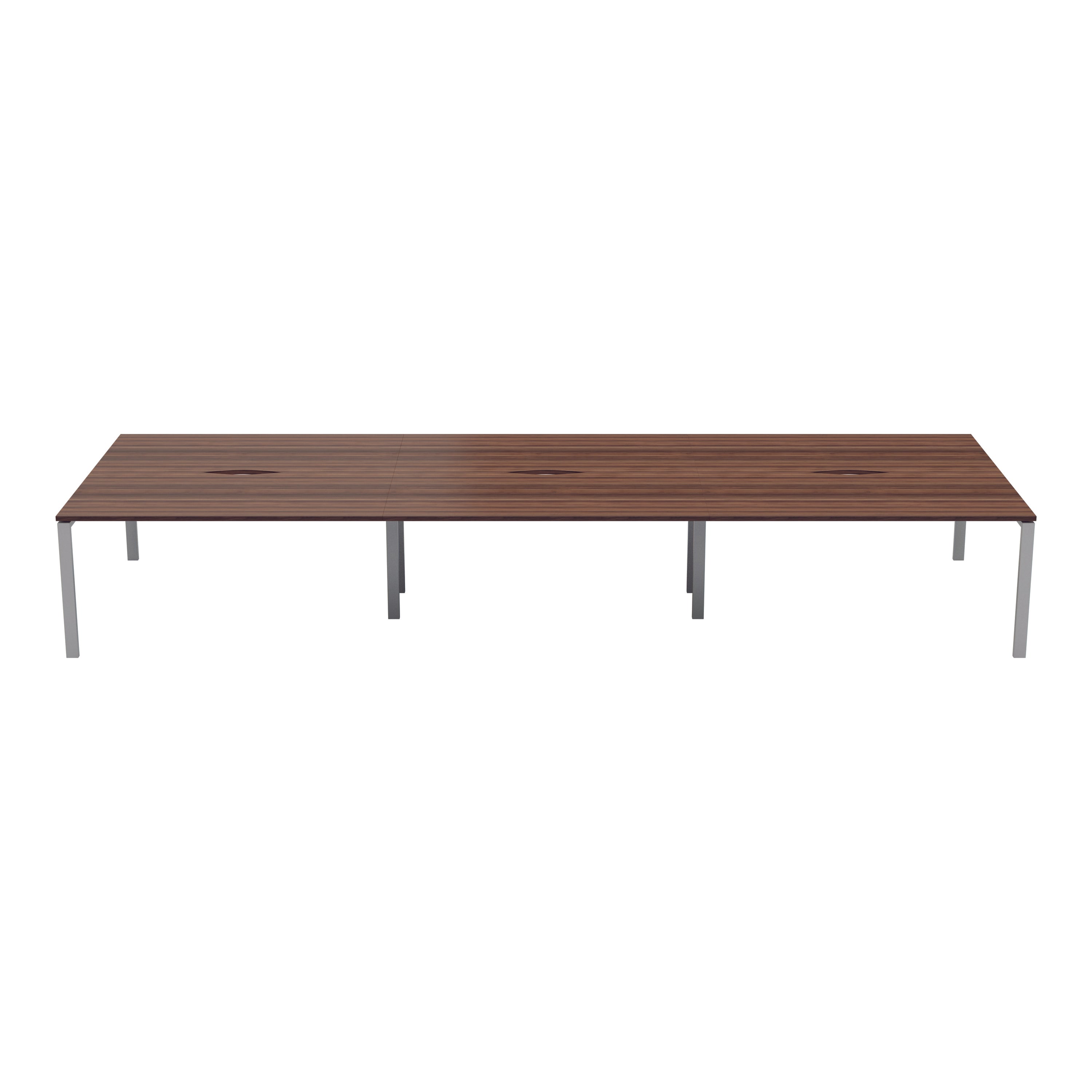Jemini 6 Person Bench Desk 4200x1600x730mm Dark Walnut/white Kf809197