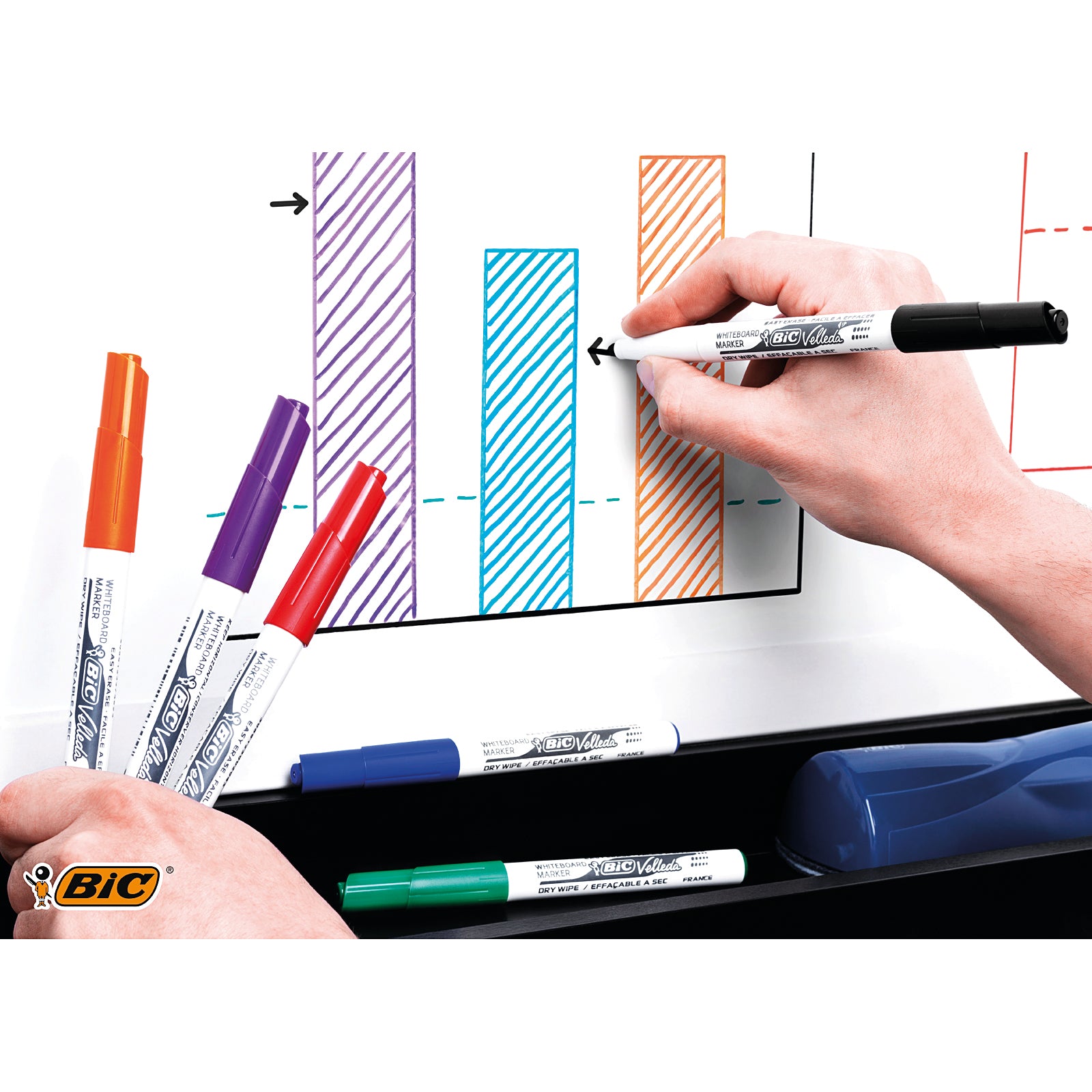 Bic Velleda 1741 Drywipe Marker Black – (Pack of 12)