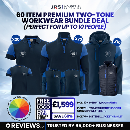 60 Item Premium Two-Tone Embroidered Workwear Bundle Deal