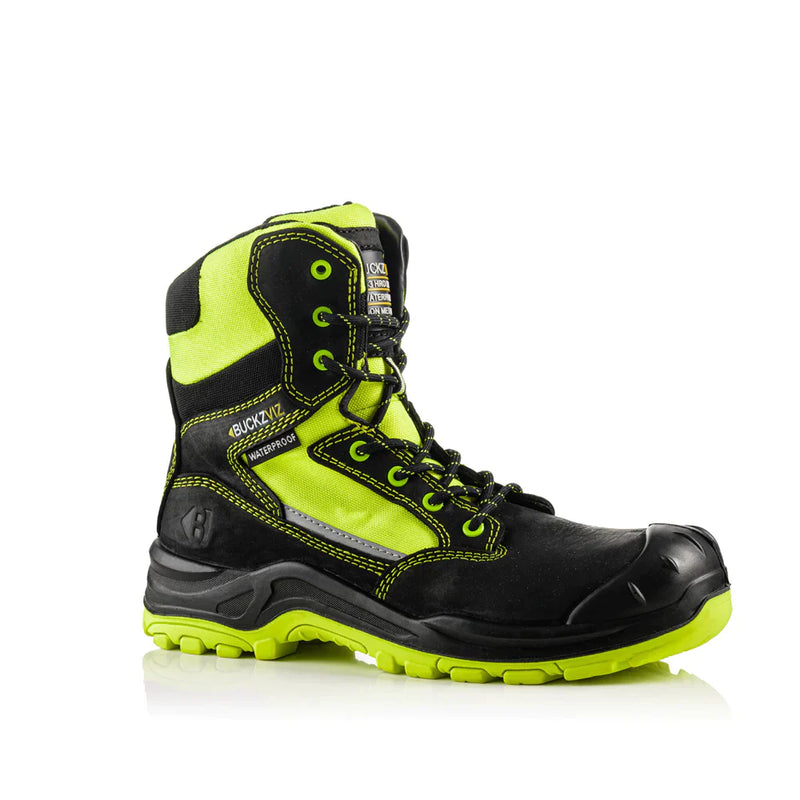 BVIZ1 Buckbootz Buckz Viz S3 360 High Visibility Metal Free Waterproof Safety Lace/Zip Boot - [CLEARANCE]