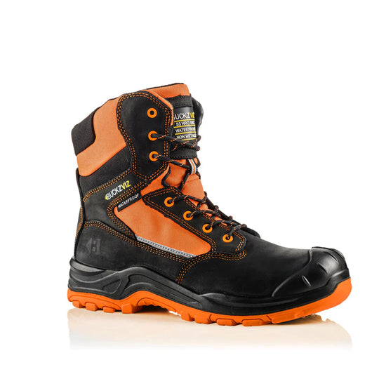 BVIZ1 Buckbootz Buckz Viz S3 Orange/Black 360 High Visibility Metal Free Waterproof Safety Lace/Zip - [CLEARANCE]
