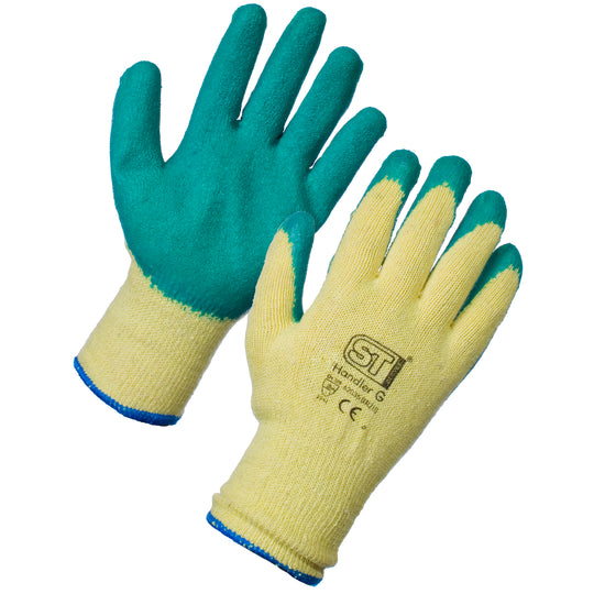 Blue Latex-coated Supertouch Handler gloves (G58) for general purpose handling.