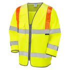 Leo Workwear Taddiport Leo Ecoviz 3/4 Sleeve Waistcoat With Red Braces - S14