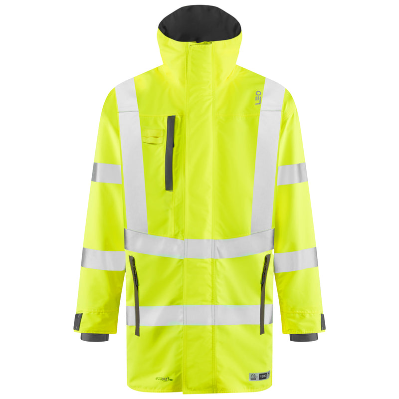 Leo Workwear Eastleigh Leo Ecoviz 10K Performance Breathable Anorak in Fluorescent Yellow Colour