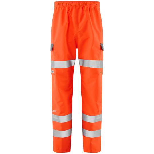 Leo Workwear Westleigh Leo Ecoviz 10K Performance Breathable Overtrouser in Orange Colour