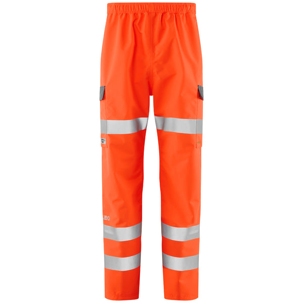 Leo Workwear Westleigh Leo Ecoviz 10K Performance Breathable Overtrouser in Orange Colour
