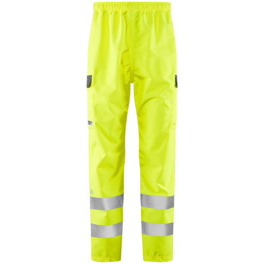 Leo Workwear Westleigh Leo Ecoviz 10K Performance Breathable Overtrouser in Fluorescent Yellow Colour