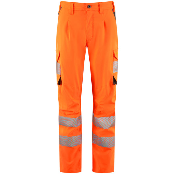 Leo Workwear women’s trousers in EcoViz stretch polyester with lightweight flexible cargo design