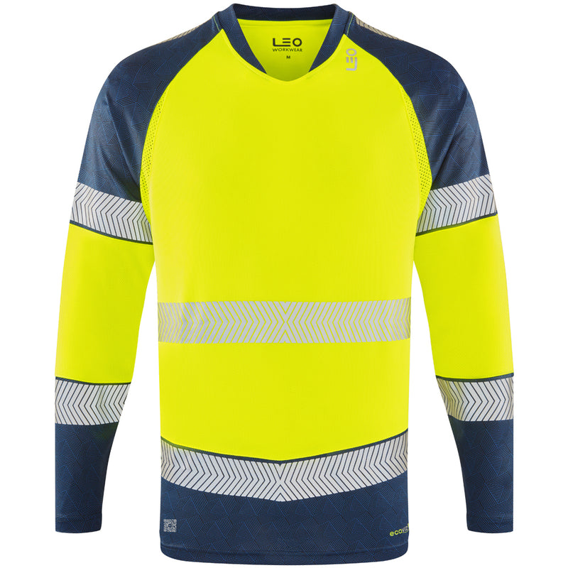 Leo Workwear Ruda Leo Ecoviz Performance+ Dual Colour Long Sleeve T-Shirt