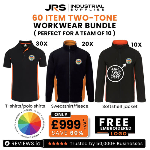 60 Item Two Tone Workwear Bundle with Free Logo (Perfect for a Team of 10)