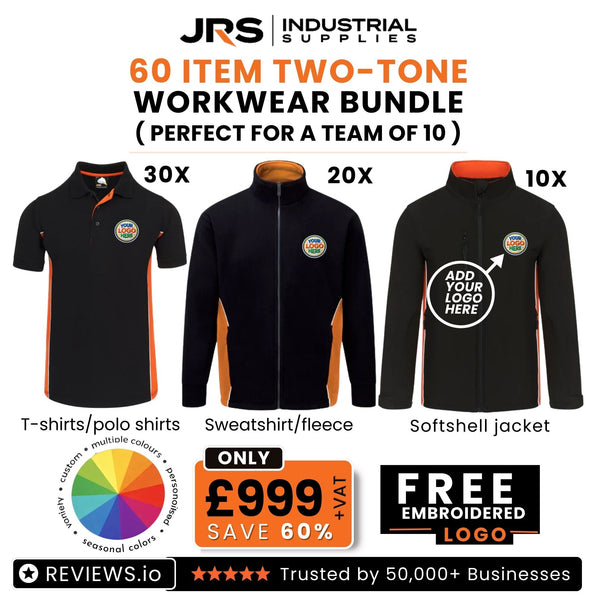 60 Item Two Tone Workwear Bundle with Free Logo (Perfect for a Team of 10)