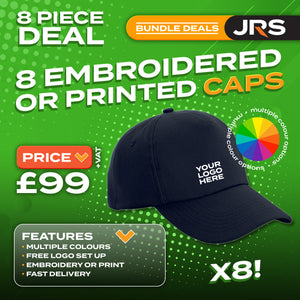 8x Embroidered/Printed Caps Bundle Deal with Free Company/Club Logo
