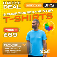 8 Personalised Embroidered Work T-Shirts with Free Logo