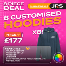 8 Personalised Embroidered Hoodies with Free Logo