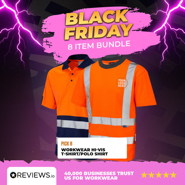 8x Embroidered/Printed Leo Workwear Hi-Vis T-Shirt/Polo Shirt Bundle Deal