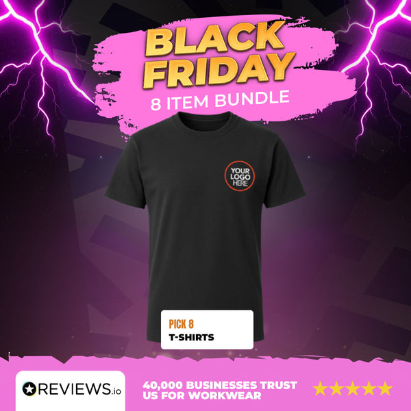 8 Personalised Embroidered Work T-Shirts with Free Logo
