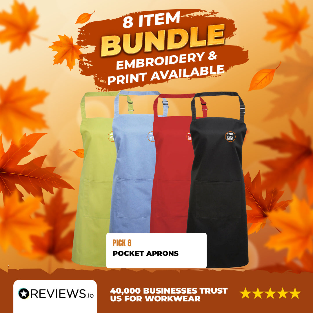 8x Embroidered/Printed Coffee Aprons Bundle Deal - PR123