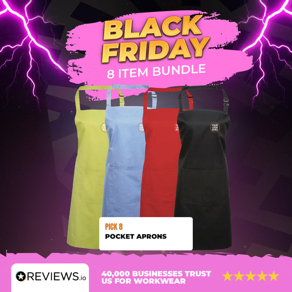 8x Embroidered/Printed Pocket Aprons - PR154