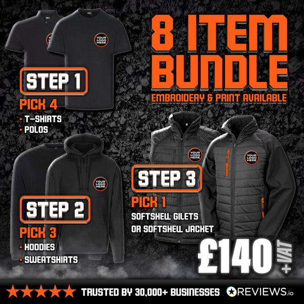 8 Item Lone Ranger Embroidered/Printed Workwear Bundle with Free Logo
