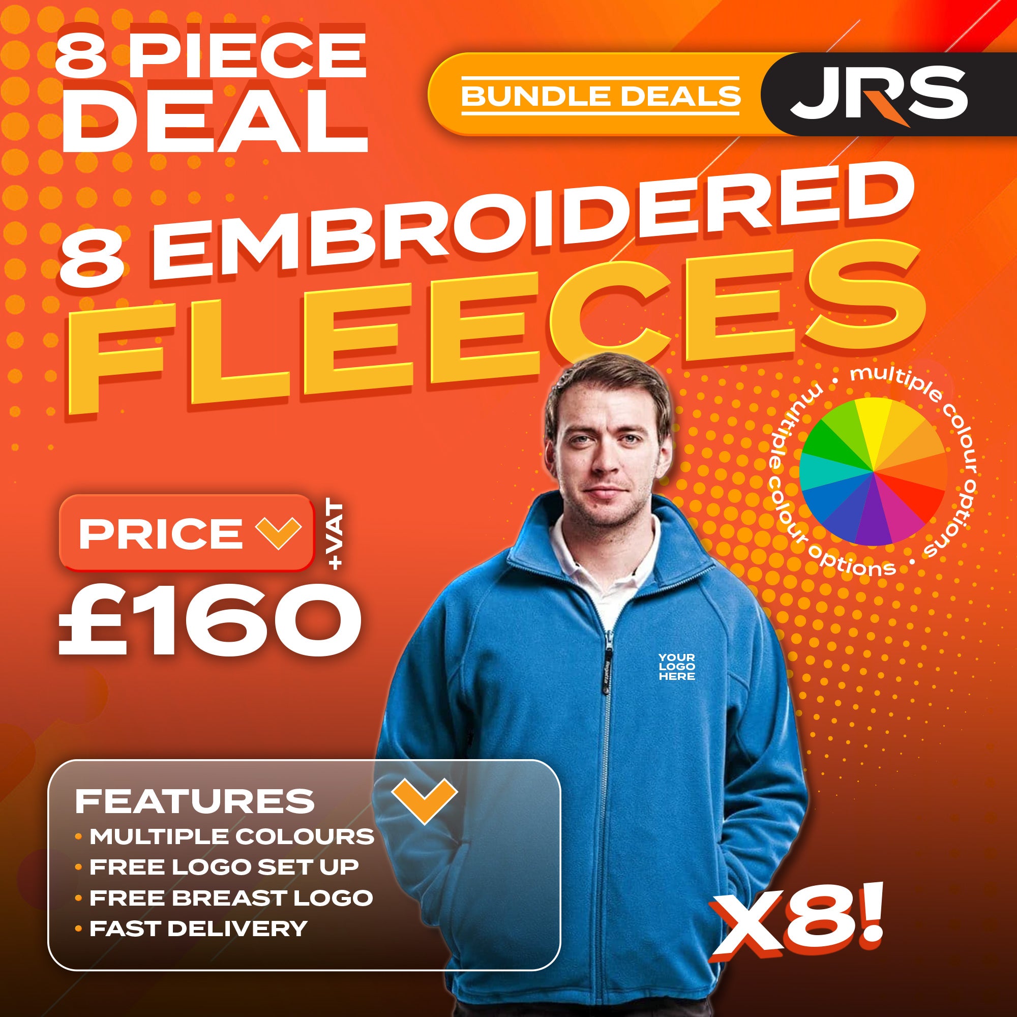 8x Embroidered Regatta Fleece Jackets Bundle Deal - Free Company Logo