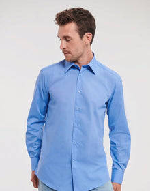 Russell Mens Long Sleeve Tailored Polycotton Poplin Shirt