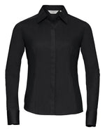 Russell Ladies Long Sleeve Fitted Polycotton Poplin Shirt - thumbnail 1