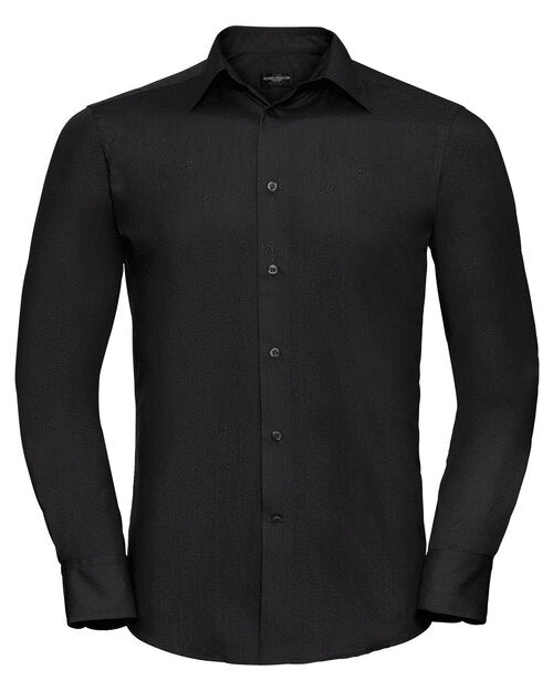 Russell Mens Long Sleeve Tailored Polycotton Poplin Shirt