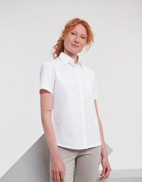 Russell Ladies Short Sleeve Polycotton Poplin Shirt