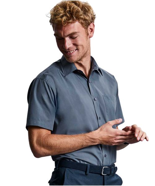 Russell Mens Short Sleeve Polycotton Poplin Shirt