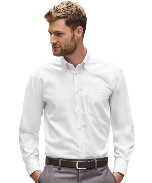 Russell Mens Long Sleeve Ultimate Non Iron Shirt White