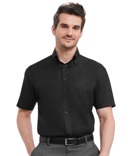 Russell Mens Short Sleeve Ultimate Non Iron Shirt Black