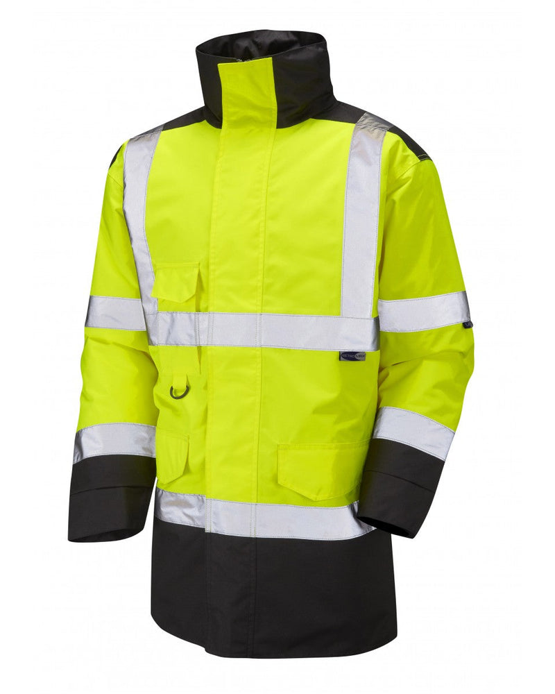 Leo Workwear Tawstock yellow and black hi-vis vest for maximum safety on job sites