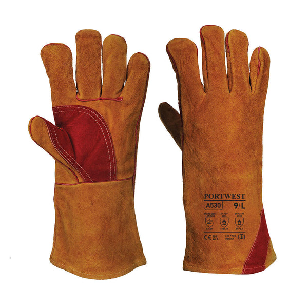 Portwest Reinforced Welding Gauntlet 3xl Brown (pack Of 6)