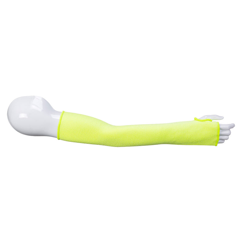 A yellow Portwest 22-inch (56cm) cut-resistant sleeve.