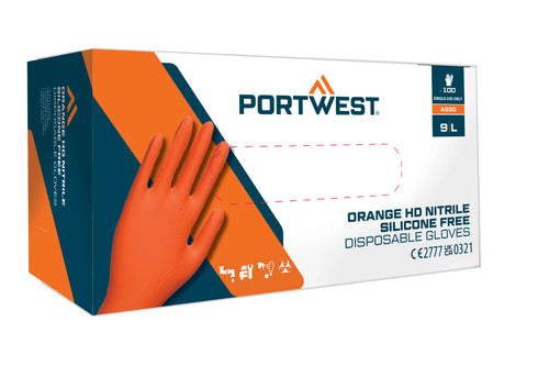 Portwest Orange HD Disposable Glove (100 Pack)