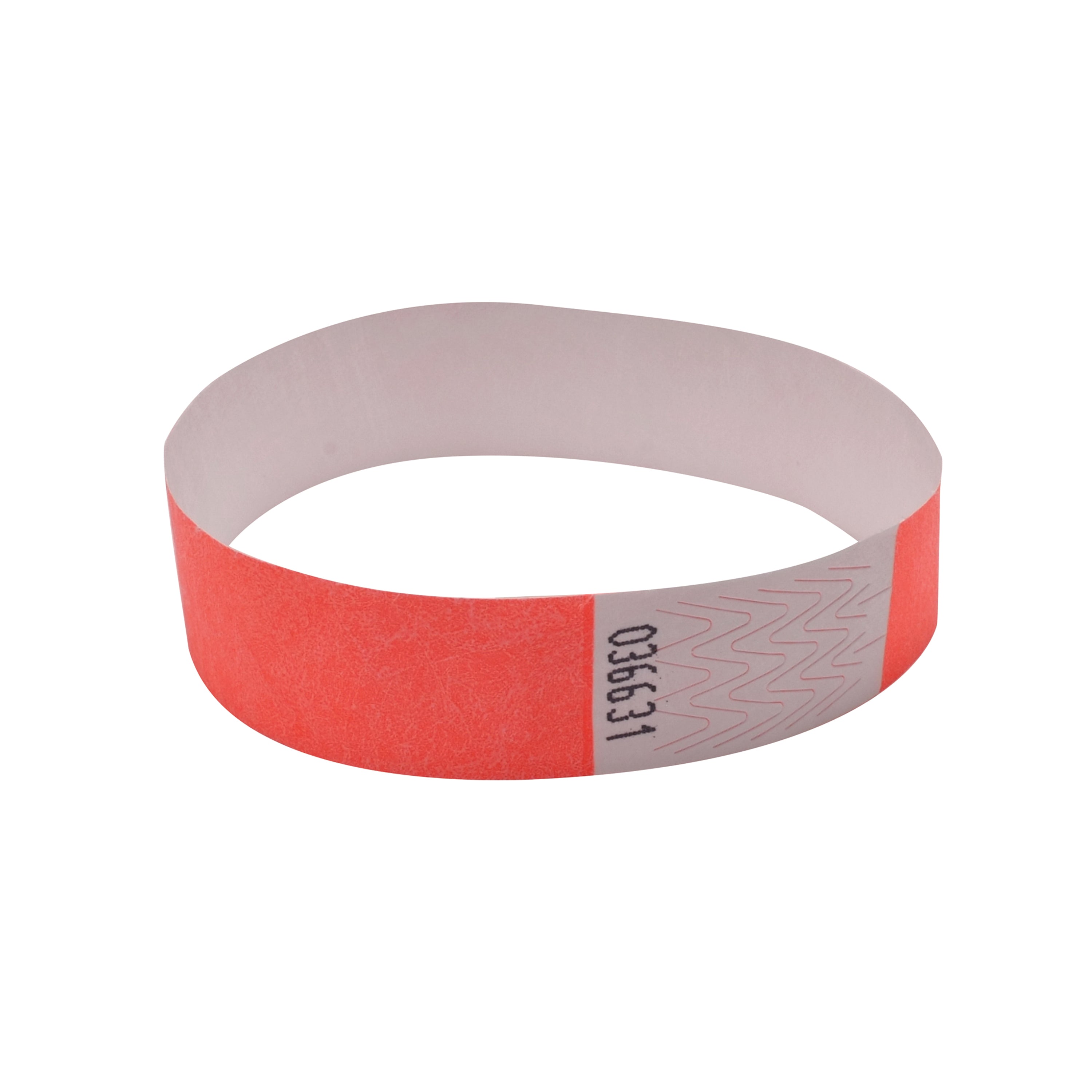 Announce 19mm event wristbands in coral (AA01833), supplied on a roll of 1000.