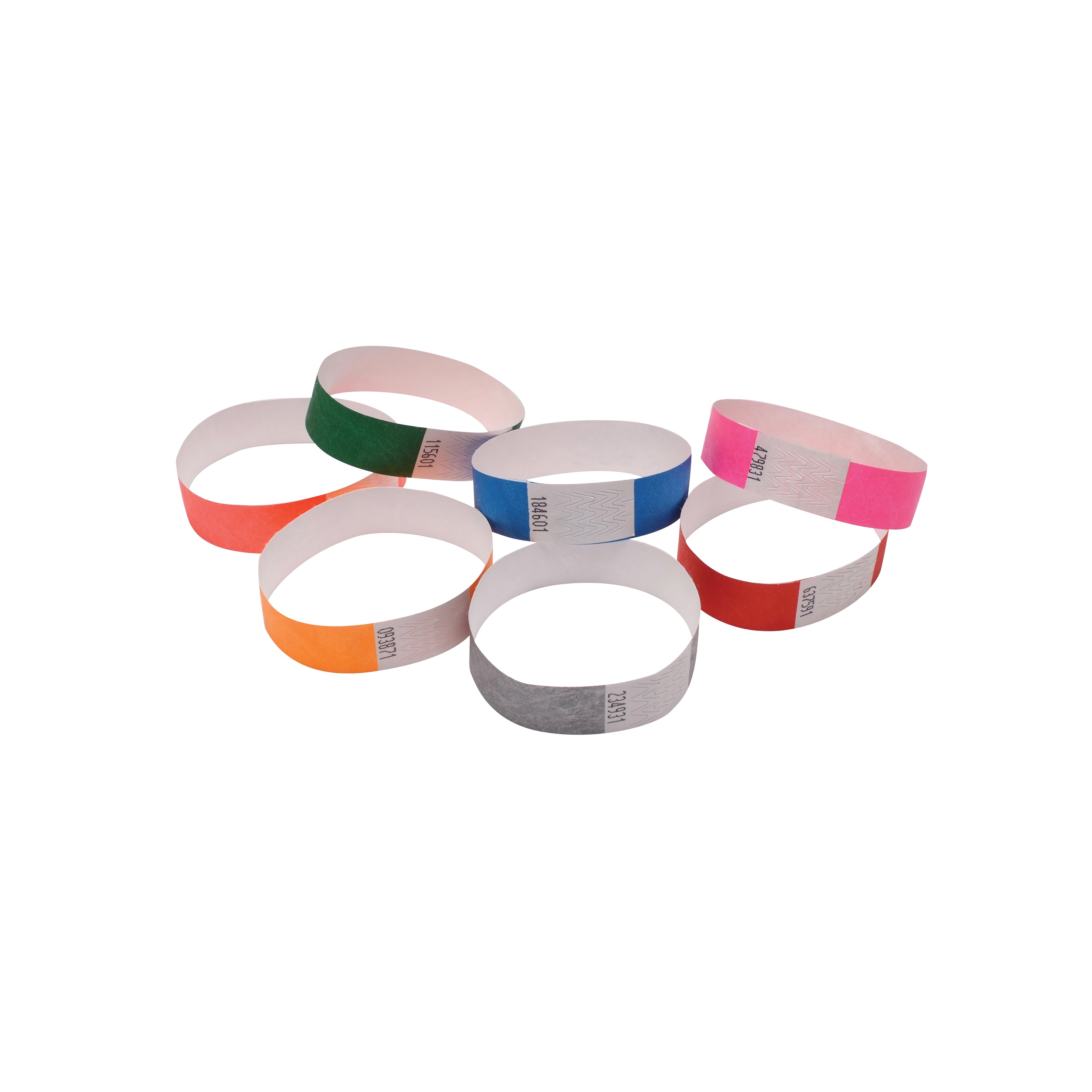 Announce 19mm event wristbands in blue, showing the adhesive closure system.