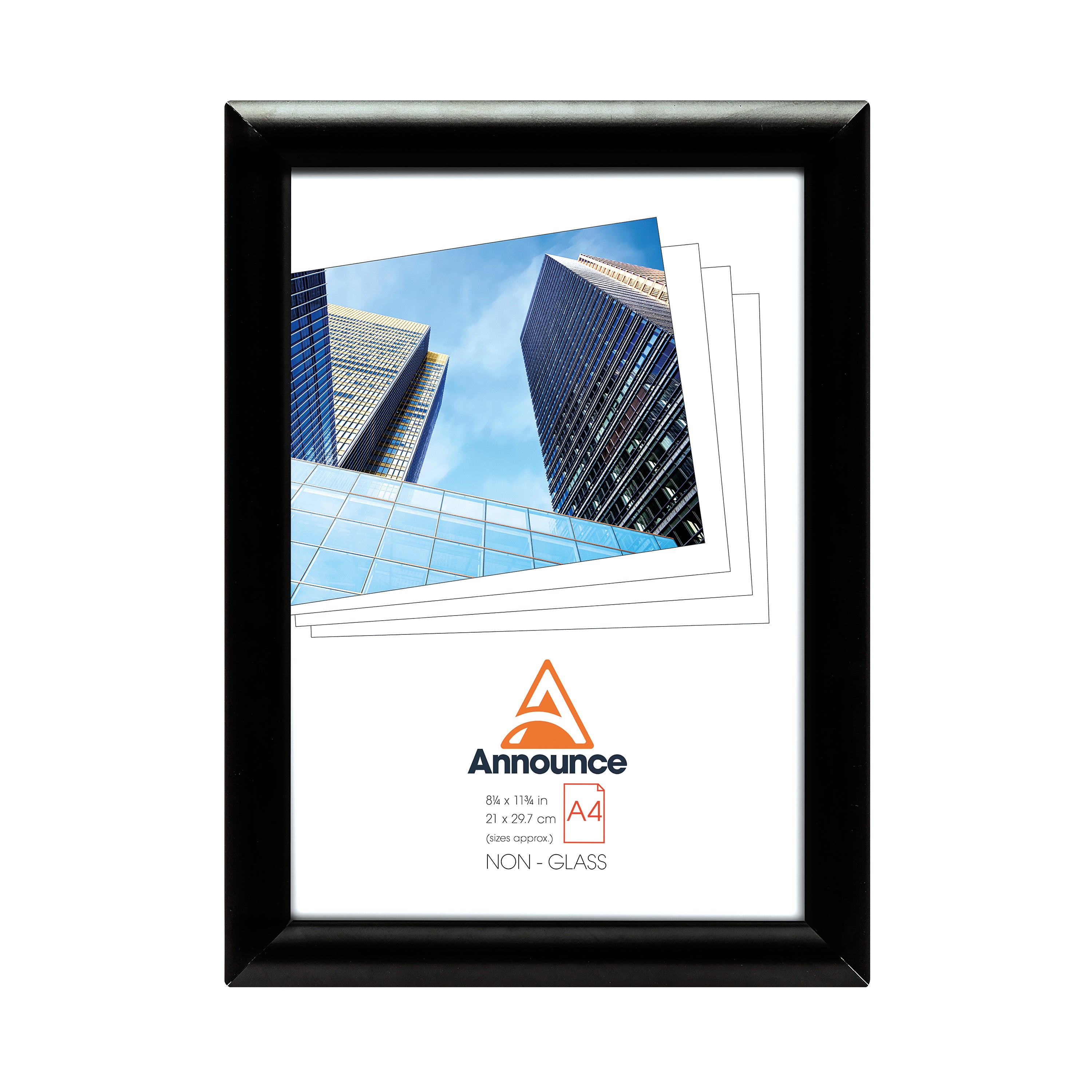Announce A4 snap frame in black (AA06222) for displaying certificates or notices.