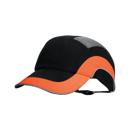 JSP Hardcap A1+ Bump Cap - 7cm Peak - Black / Hi-Vis Orange