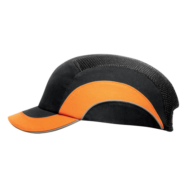 JSP Hardcap A1+ Bump Cap - 5cm Peak - Black / Hi-Vis Orange