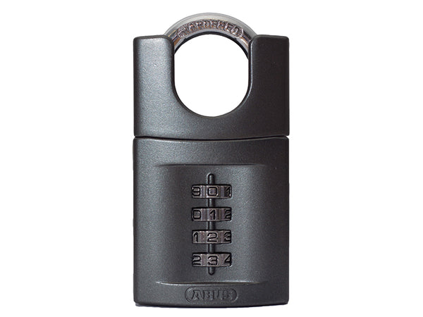 Front view of the ABUS 158/50CS closed shackle combination padlock with a 4-digit code.