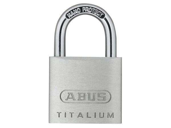 The ABUS 64TI/30 Titalium padlock, a 30mm lock with a nano protect shackle.