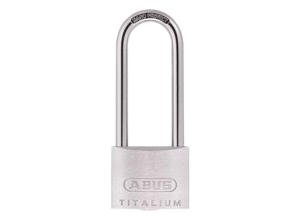 Long shackle version of the keyed alike ABUS 80TI/40 Titalium padlock for more clearance.