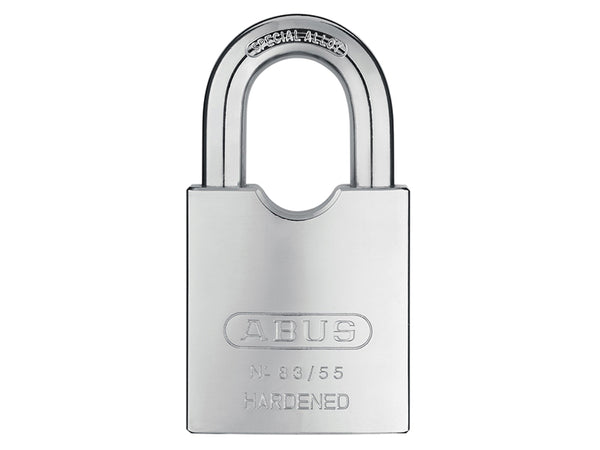 The ABUS 83/55 Rock padlock, featuring a hardened steel body for high-security needs.
