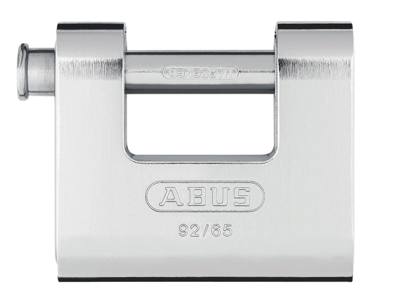 keyed alike ABUS 92/65C Monoblock shutter padlocks.