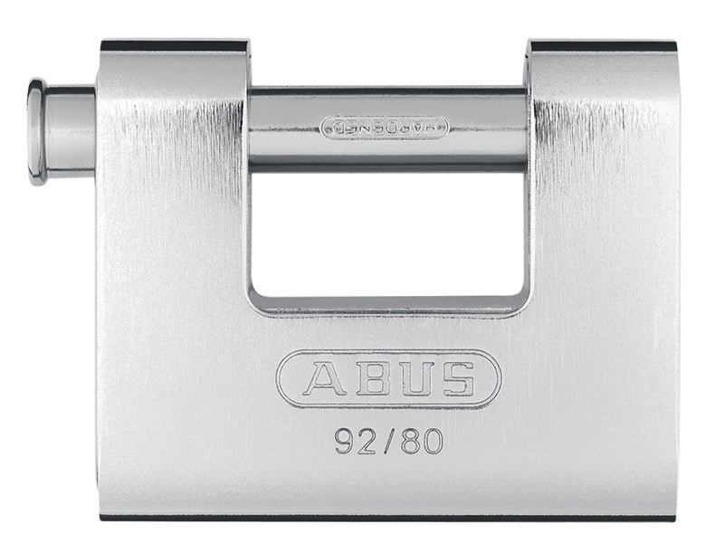 The larger ABUS 92/80 Monoblock shutter padlock for heavy-duty security on roller doors.